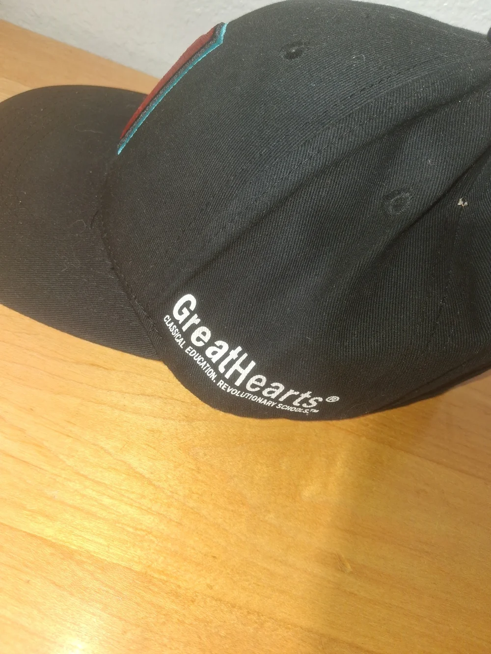 Black Baseball Cap with Red & Teal Arizona A Logo